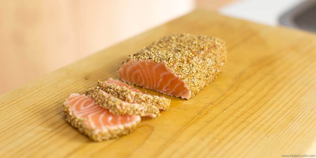 Seared Salmon Sashimi Recipe With Seasme Seed Crust
