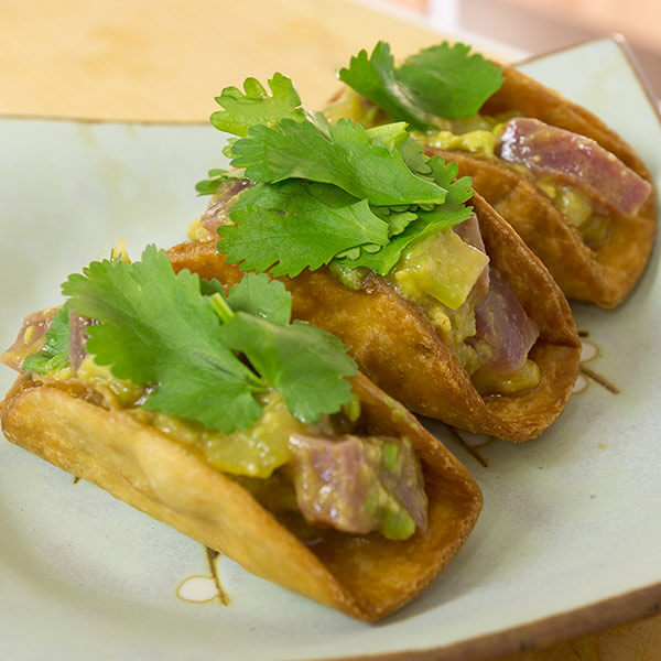 Sushi taco tuna ceviche