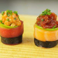 Spicy Tuna and Salmon Canape Sushi