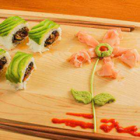 Pickled Ginger and Wasabi Garnish Flower Art for Sushi